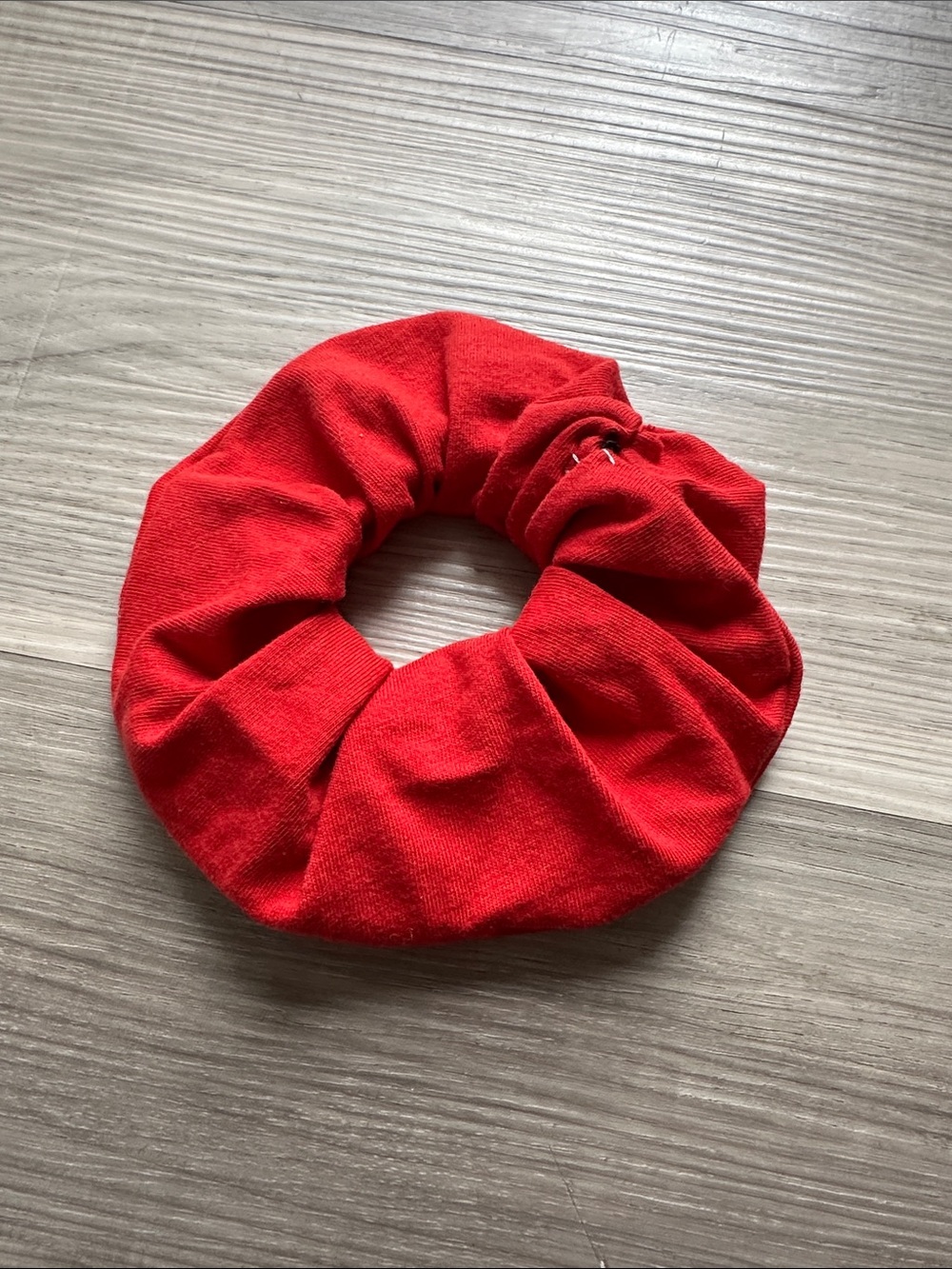 Free ✨ Upcycled Handsewn Red Cotton Scrunchie - Soft Hair Accessory